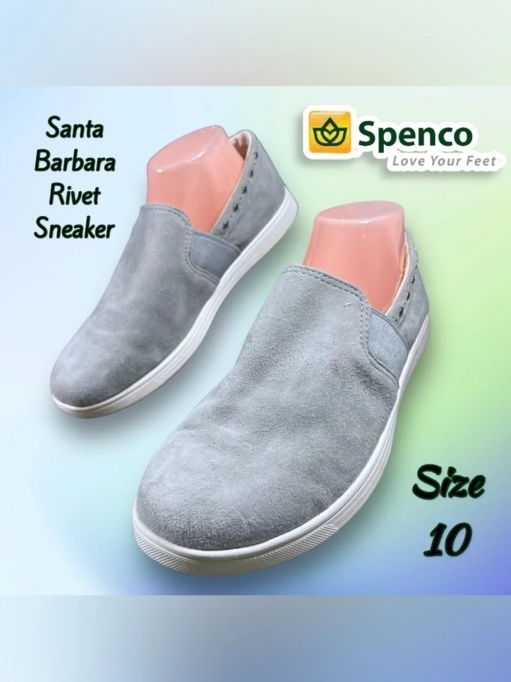 Spenco Women's Santa Barbara Rivet Sneaker Wid Dove Silver Gray Size 10D
